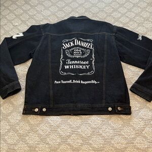 Vintage Style Jack Daniel’s Dark Wash Embroidered Denim Jacket